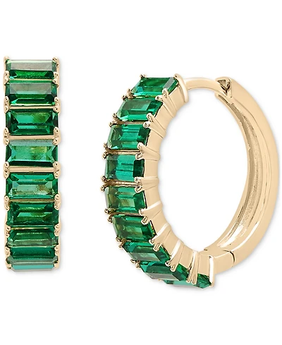Audrey by Aurate Nano Emerald Color Small Hoop Earrings (1-1/2 ct. t.w.) in Gold Vermeil, (Also in Nano White Sapphire Color, Nano Ruby Color, & Nano