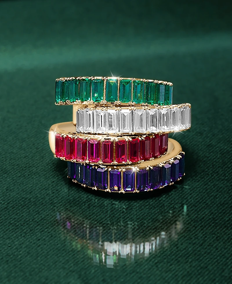 Audrey by Aurate Nano Emerald Color Baguette Ring (1 ct. t.w.) Gold Vermeil (Also White Sapphire Color, Ruby & Blue Sapphi