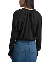 Dkny Jeans Women's Smocked-Cuff Raglan-Sleeve Blouse - Blk
