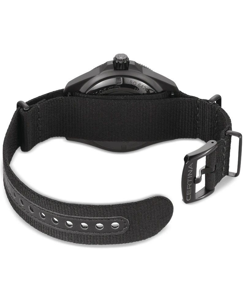 Certina Men's Swiss Automatic Ds Action Black Synthetic Nylon Strap Watch 43mm
