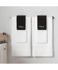 Host & Home Cotton Makeup Removal Wash Cloth With Embroidery (Pack of 6), 13x13, Black
