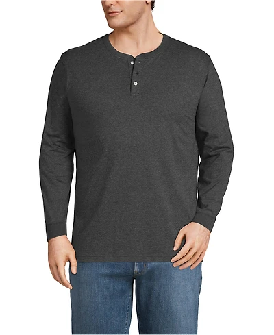 Lands' End Men's Big and Tall Super-t Long Sleeve Henley T-Shirt