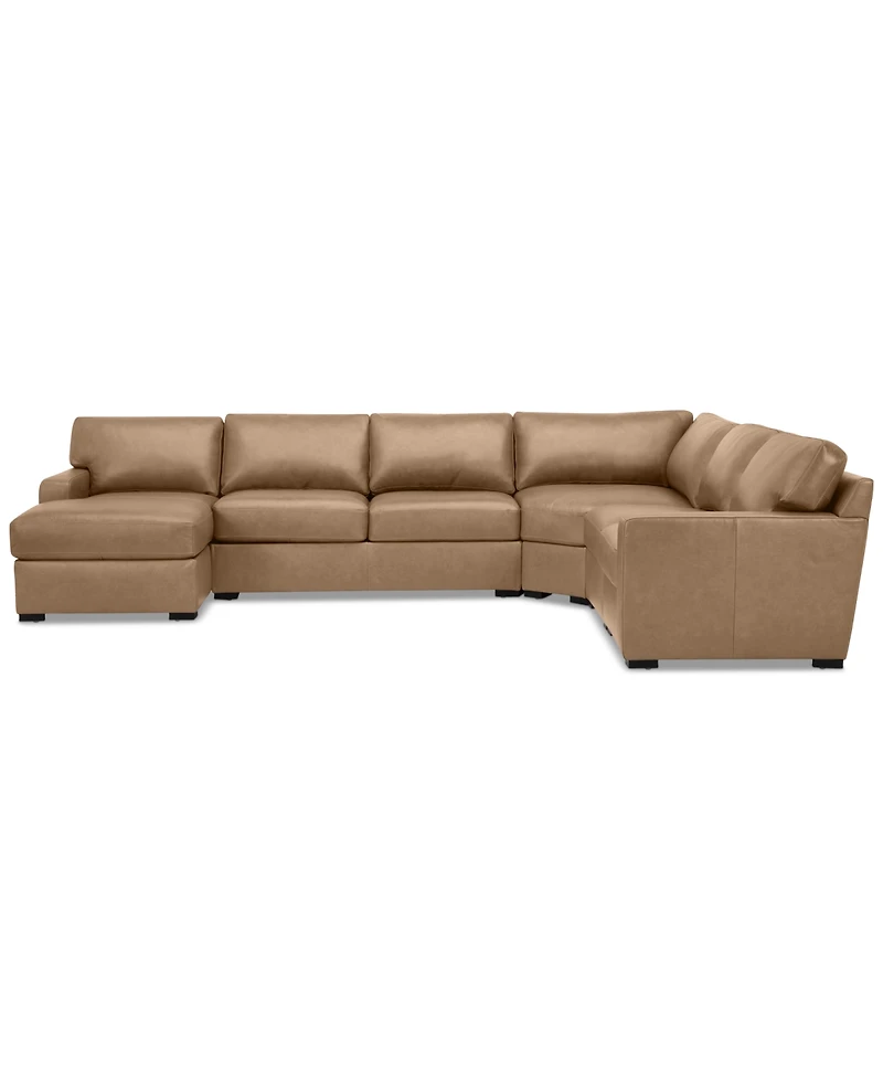 Radley 148" 5-Pc. Leather Wedge Modular Chase Sectional, Created for Macy's