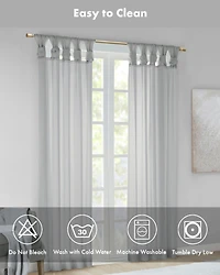 Madison Park Ceres Twist Tab Voile Sheer Window Curtain Pair, 50"W x 95"L, 2 Pack