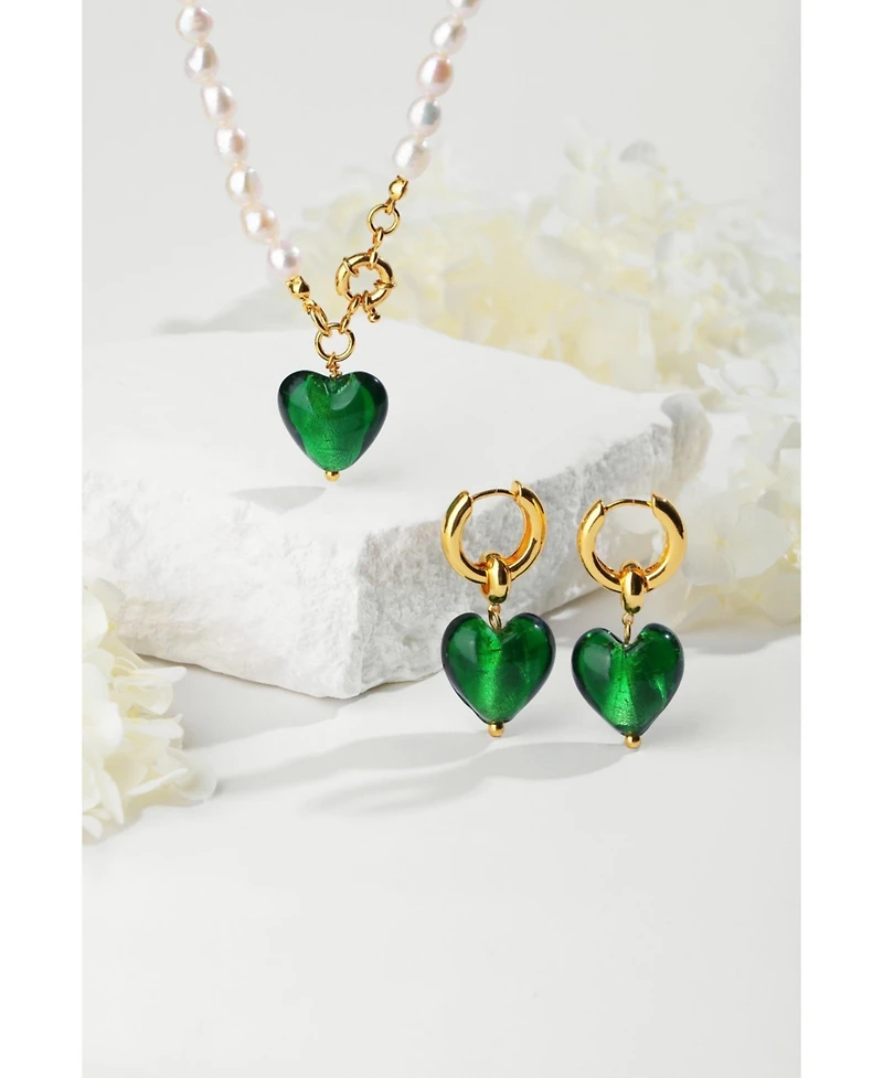 Esmee Glaze Heart Dangle Earrings