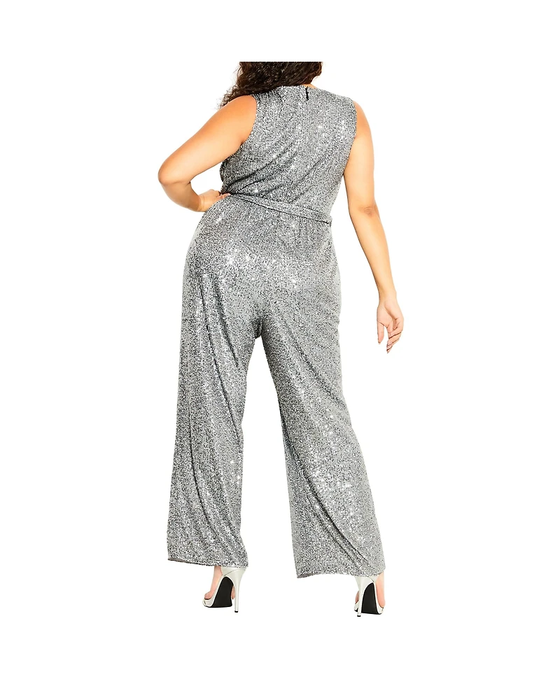 City Chic Plus Dazzling Wide leg Jumpsuit