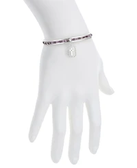 Unwritten Cubic Zirconia Amethyst Cross Cuff Bangle Bracelet