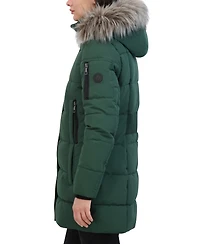 Nautica Women's Faux-Fur-Trim Hooded Puffer Coat