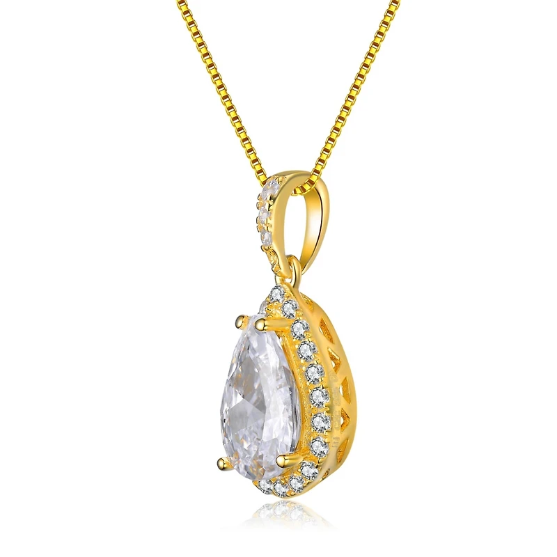 Sterling Silver with Clear Cubic Zirconia Pear Shaped Pendant