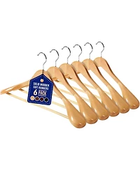 Lifemaster 8piece Wooden Hanger Set: Non-slip, space-saving hangers for suits, coats, jackets, pants and dresses with 360° swivel hooks.