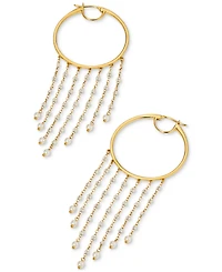 Ajoa by Nadri Imitation Pearl Fringe Hoop Earrings