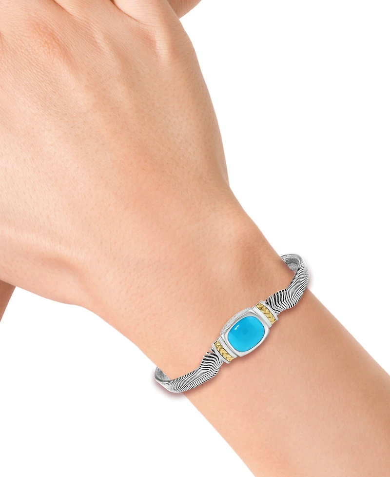 Effy Turquoise Snake Link Statement Bracelet in Sterling Silver & Gold-Plate