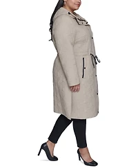 Karl Lagerfeld Paris Plus Size Hooded Quilted Anorak Coat, Created for Macy's