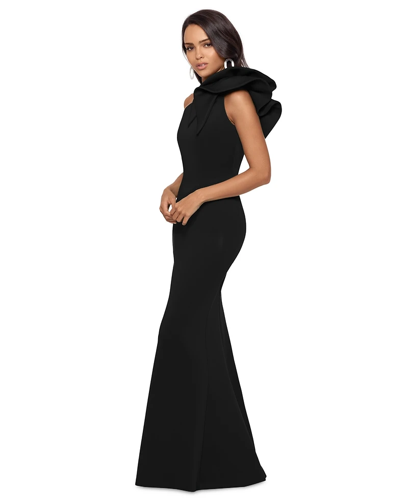 Betsy & Adam Women's One-Shoulder Scuba Crepe Gown