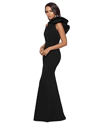 Betsy & Adam Women's One-Shoulder Scuba Crepe Gown