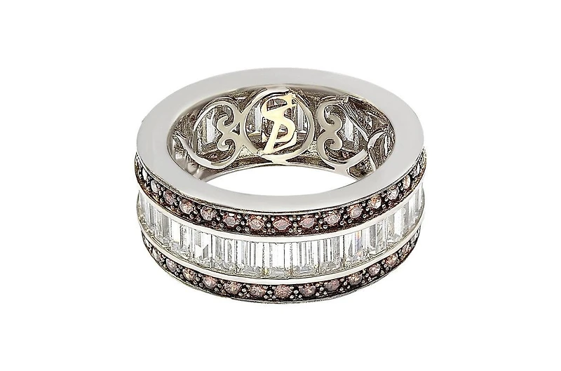 Suzy Levian Sterling Silver Cubic Zirconia Baguette Modern Eternity Band
