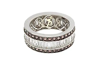 Suzy Levian Sterling Silver Cubic Zirconia Baguette Modern Eternity Band