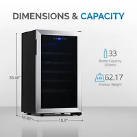 Newair Freestanding Bottle Compressor Wine Fridge in Stainless Steel