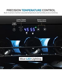 Newair Freestanding 98 Bottle Dual Zone Compressor Wine Fridge with Low-Vibration Ultra-Quiet Inverter Compressor, Adjustable Racks and Exterior Digit