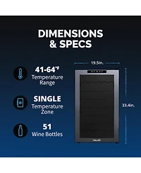 Newair Shadow Series Wine Cooler Refrigerator 51 Bottle, Freestanding Mirrored Wine Fridge with Double-Layer Tempered Glass Door & Compressor Cooling