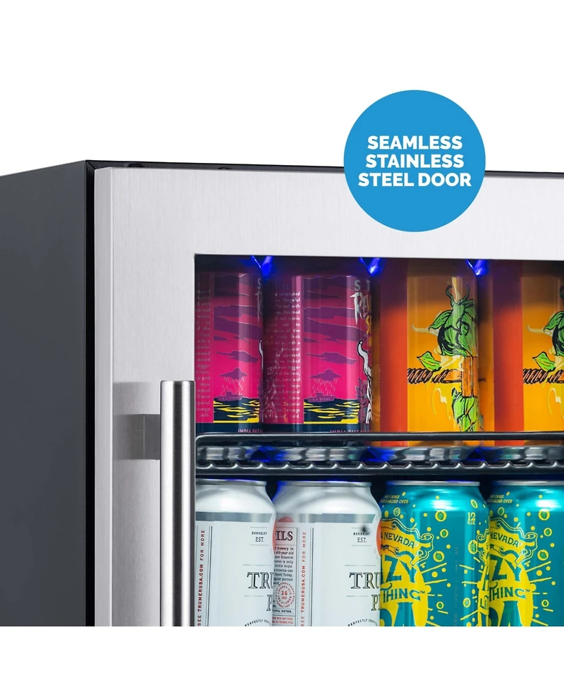 Newair 15" Premium Built-in Dual Zone 9 Bottle and 48 Can Wine and Beverage Fridge in Stainless Steel with SplitShelf