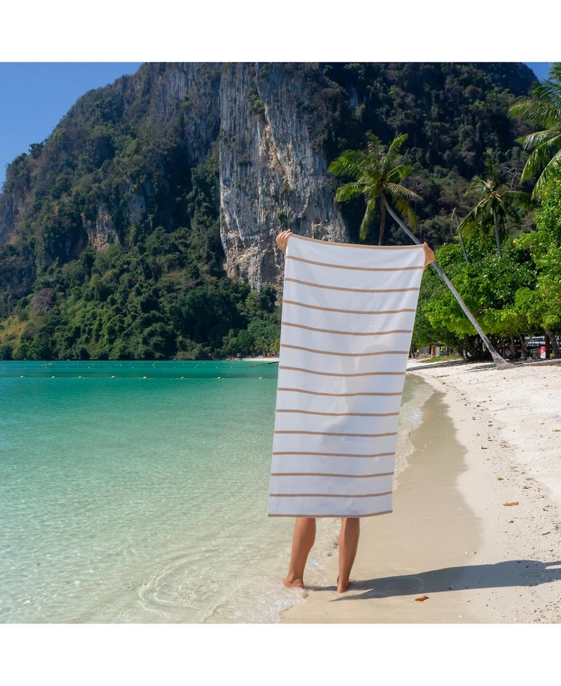 Arkwright Home Las Rayas Beach Towels (4 Pack), 30x60 in., Striped Color Options, 100% Soft Cotton