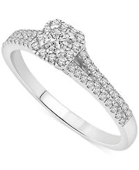 Diamond Halo Double Row Engagement Ring (1/2 ct. t.w.) in 14k White Gold