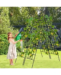 Slickblue 2 Pack Metal Garden Trellis Decorative for Climbing Plants-Black