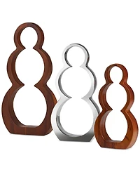 Nambe Metal & Wood 3-Piece Snowman Silhouette Set