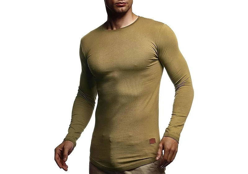 Leif Nelson Men's Longsleeve Shirt Basic Crew Neck Slim Fit Longsleeve Crew Neck Pullover Sweatshirt Long Sleeve Crew Neck