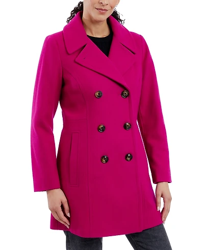 Anne Klein Women's Double-Breasted Peacoat, Created for Macy's