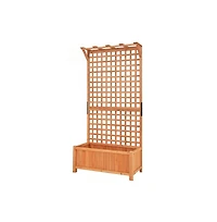 Slickblue Raised Garden Bed with Trellis and Hanging Roof-Natural