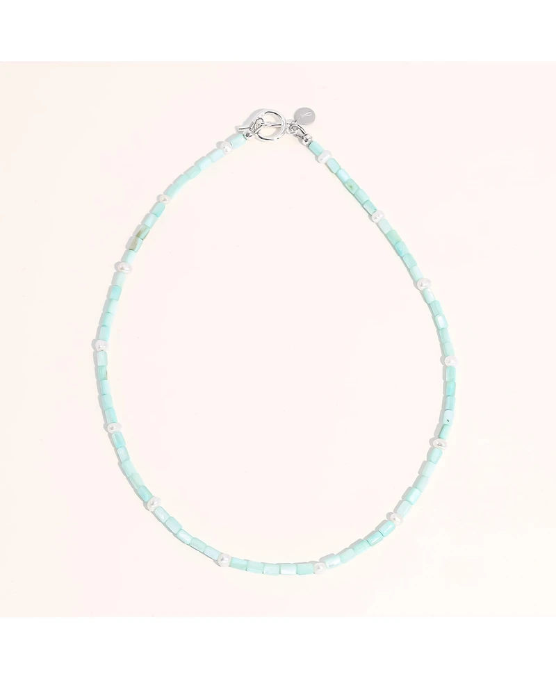 Gold Plated & Freshwater Pearls Limited Lusia Necklace - Green - Silver