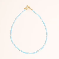 Joey Baby 16" Lusia Necklace with Baby Blue Dyed Shell Pearls and Freshwater Pearl Accents in 18 K Gold Plated Stainless Steel