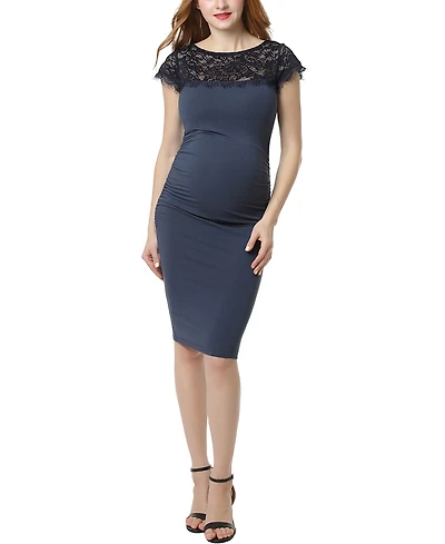 kimi + kai Maternity Lace Trim Bodycon Dress