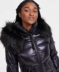 S13 Women's Hooded Allie Faux-Fur-Trim Hooded Puffer Coat