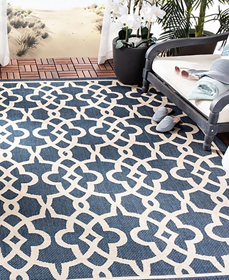 Safavieh Courtyard CY6071 Navy and Beige 5'3" x 7'7" Sisal Weave Outdoor Area Rug