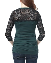 kimi + kai Maternity Peyton Lace Trim Top