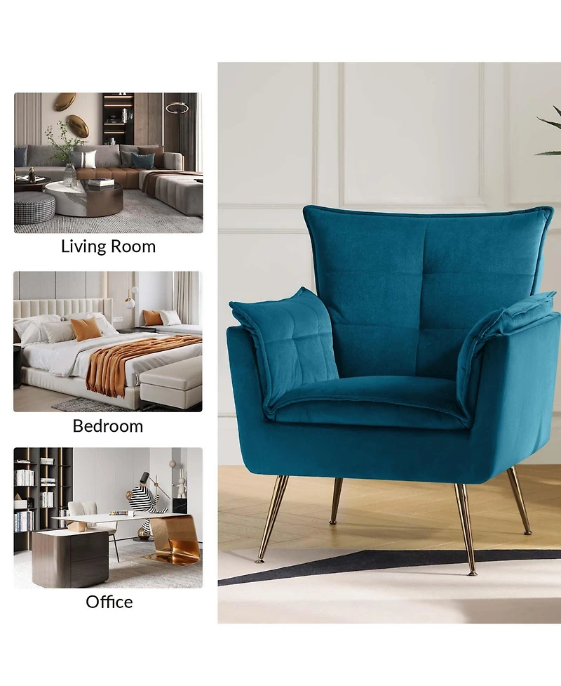 Velvet Accent Chair with Gold Legs for Living Room Bedroom