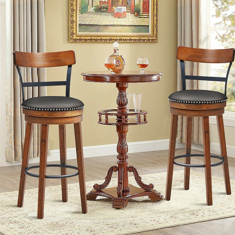 Set of 2 Swivel Counter Height Bar Stools