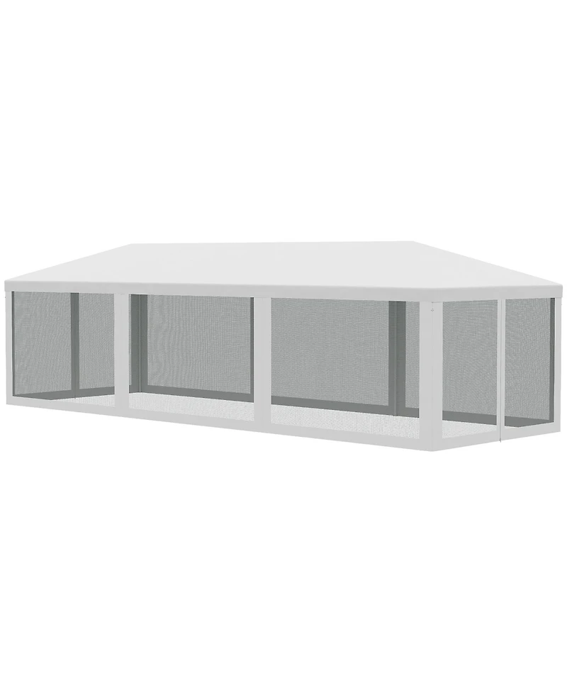 Outsunny 10' x 28' Party Tent with 8 Removable Net Sidewalls,