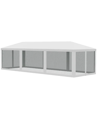 Outsunny 10' x 28' Party Tent with 8 Removable Net Sidewalls,