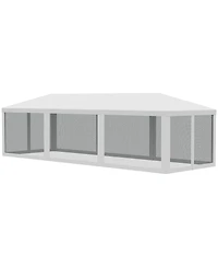 Outsunny 10' x 28' Party Tent with 8 Removable Net Sidewalls,