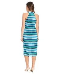 London Times Petite Crochet Halter Midi Dress