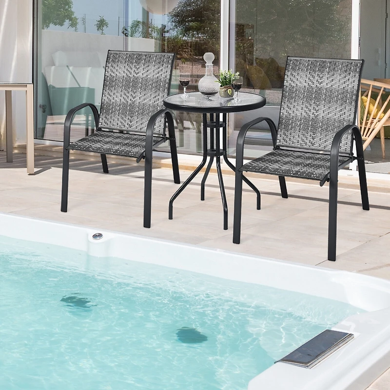 Sugift Set of 6 Outdoor Pe Wicker Stackable Chairs with Sturdy Steel Frame