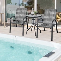 Sugift Set of 6 Outdoor Pe Wicker Stackable Chairs with Sturdy Steel Frame
