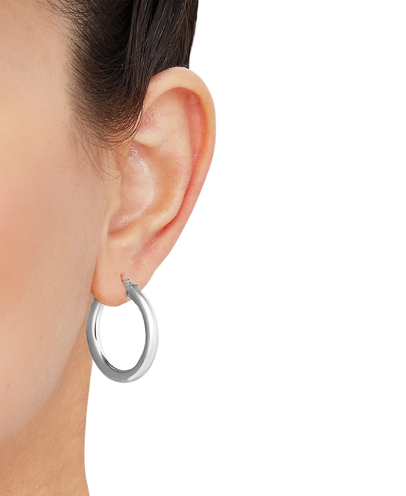 Polished Tube Hoop Earrings 14k Gold (25mm)