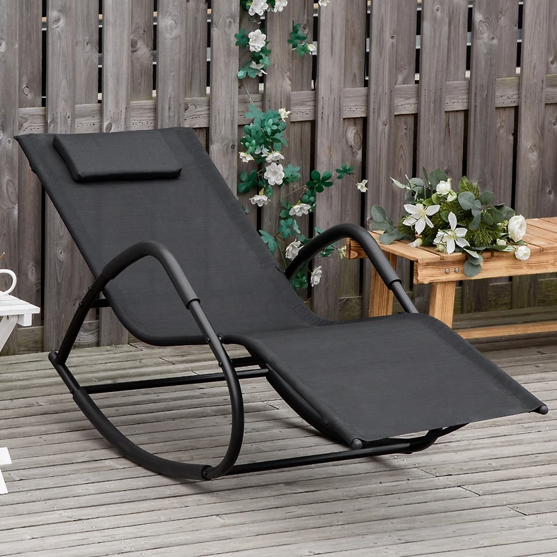 Outsunny Rocking Chair for Sunbathing, Lawn, Garden or Pool