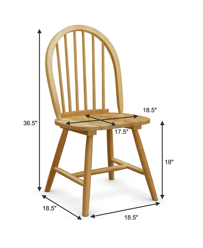 Sugift Set of 2 Vintage Windsor Wood Chair with Spindle Back for Dining Room