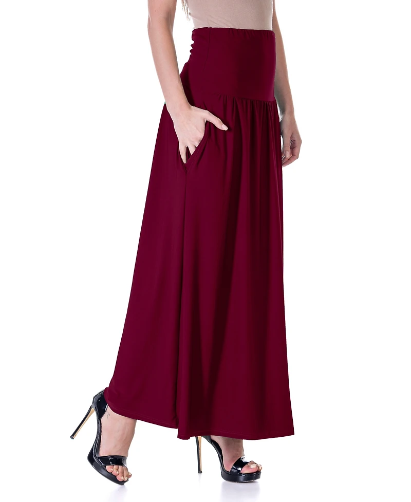 24seven Comfort Apparel Foldover Maxi Pocket Skirt
